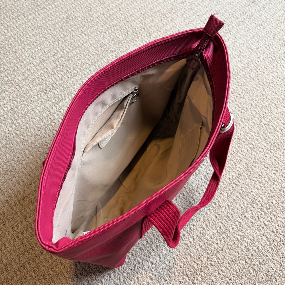 Lacoste L.12.12 Concept Zip Tote Bag Magenta Pink Pique PVC Shoulder Bag - Picture 2 of 8